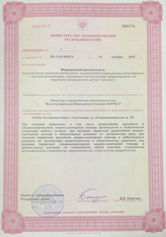 Лицензия стоматологической клиники Родня г. Сыктывкар Страница №1